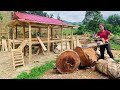 Sawing wood to make planks - Skills in using wooden planks to make floors | Building Wooden Houses