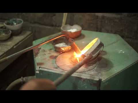 Melting and pouring the silver