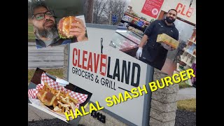 HALAL Smash Burger at "CLEVELAND GROCER & GRILL" in Cleveland OH  halal smash burgers in USA