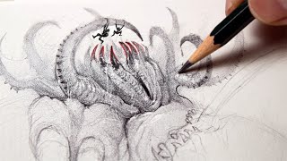 See How I Draw a Creepy Creature Step by Step
