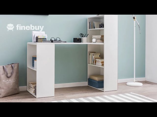 Vidéo teaser pour FineBuy Schreibtisch mit Regal 120x120x53 cm Holz Modern Bürotisch PC Tisch