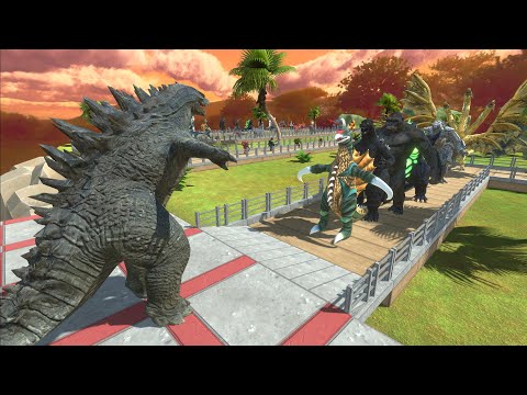 GODZILLA 2014 VS GHIDORAH DEATH RUN - Animal Revolt Battle Simulator