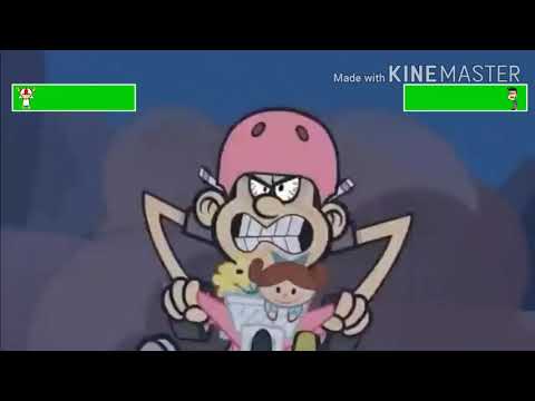 Kick buttowski vs brad with healthbars dead man,s drop