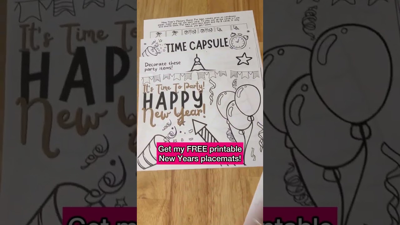 New Years Printable Coloring Placemats