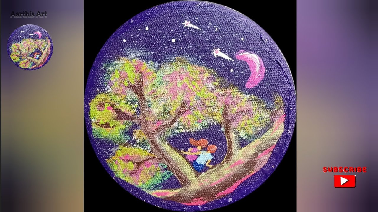 easy canvas drawing step by step for beginners/couple easy drawing/love scenery drawing/easy drawing