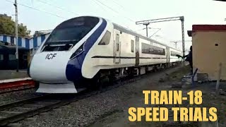 preview picture of video 'High Pace Trial !! TRAIN 18 Speeds Past Bindki Road || INDIAN RAILWAYS'