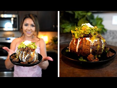 HOW TO MAKE THE BEST CARNE ASADA LOADED BAKED POTATO