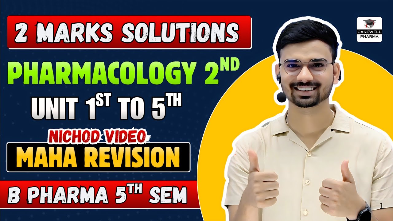2 Marks Solutions | Pharmacology 5th semester | Pharmacology 2 Nichod Video | Carewell Pharma