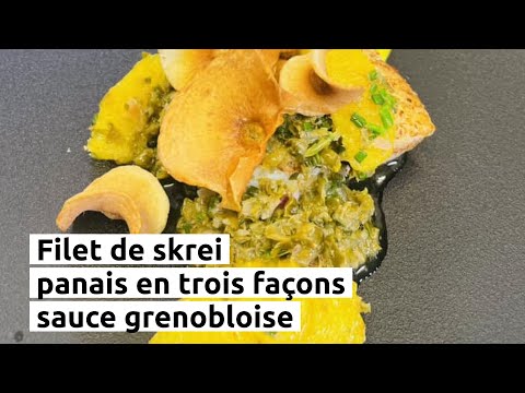 Filet de skrei, panais en trois façons, sauce grenobloise