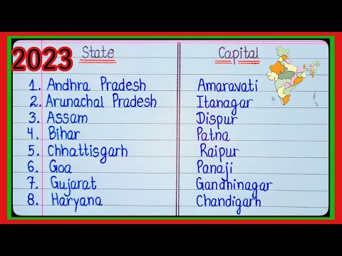Indian States And Capitals/Union Territories 2023Learn State And Capital/All States And Capitals