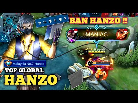 Insecure Core!! MANIAC Hanzo Best Build [ Top Global Hanzo ] Nopiyantie - Mobile Legends