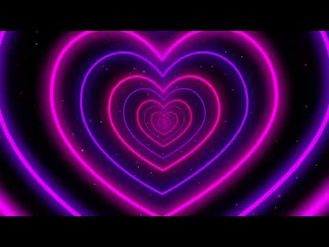 Neon led lights Heart Tunnel Particles Background | 4k 60p Heart Background Disco Pink and Purple