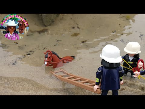 Pferd im Meer versunken - Playmobil Pferde Reiterhof Bauernhof Pferdehof Film Feuerwehr Einsatz 4K