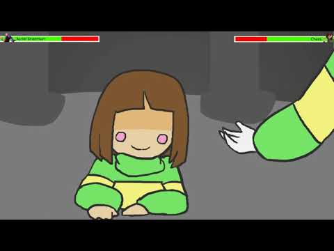 Glitchtale Asriel Dreemurr vs Chara with healthbars