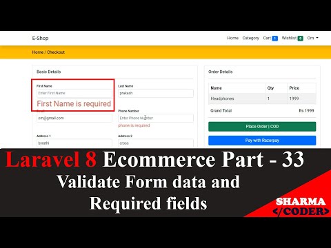 Laravel 8 Ecom Part 33 Checkout Form validation for Online Payment | Razorpay Integration Part A