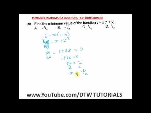 Minimum Value of a Function (JAMB Past Question 2019 Solved - Qst 38)