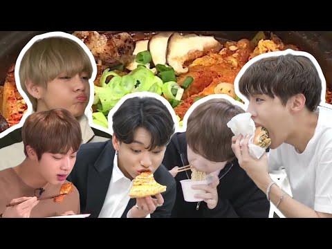 BTS ENJOY THEIR FOOD IN 17 MINUTES🍔🍗 || BTS Eating Moments!