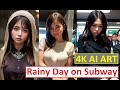 4K Ai Lookbook Beautiful Girls On A Rainy Day Riding The Subway ChatGPT Inspired Images