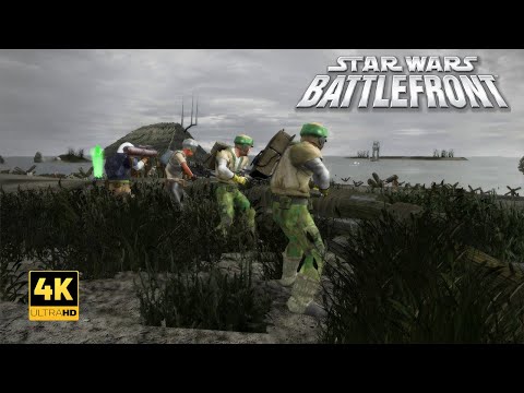 Rebels vs empire - Star Wars Battlefront (2004) kashyyyk beach invasion defense 160v160  - (4K HD)