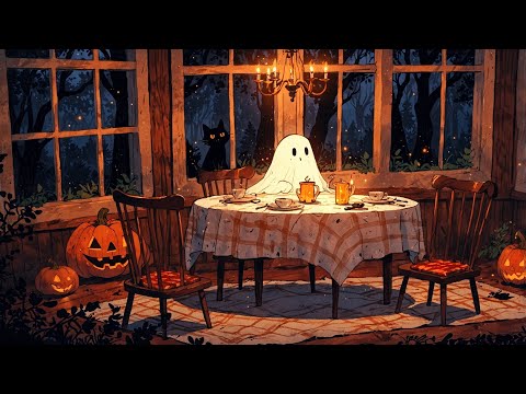 A cozy Halloween night with vintage slow music🕯️