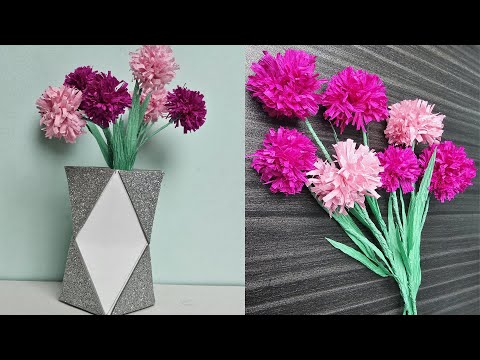 How to Make Billy Button Paper Flower | Paper Flower with crepe paper | Anan Creative Arena