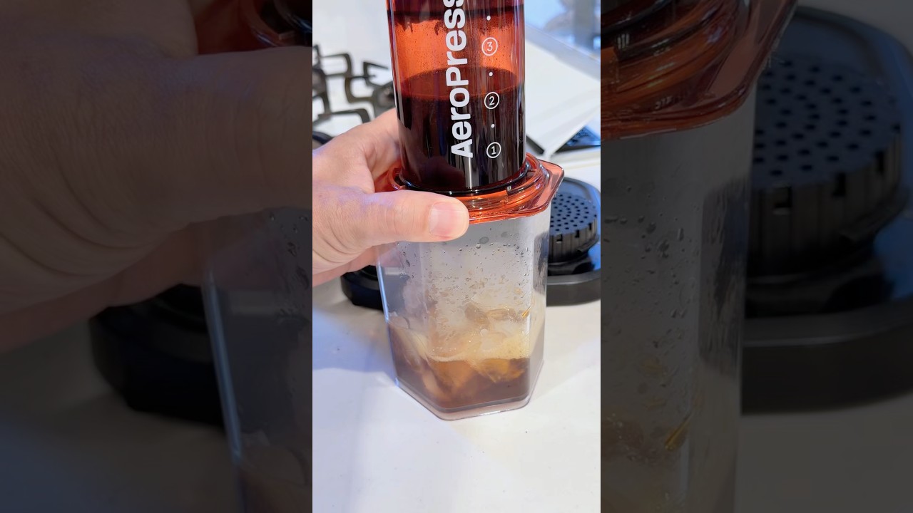 Crisp Iced Coffee with a Red AeroPress ☕❄️ #coffee #coffeelover #coffeetime