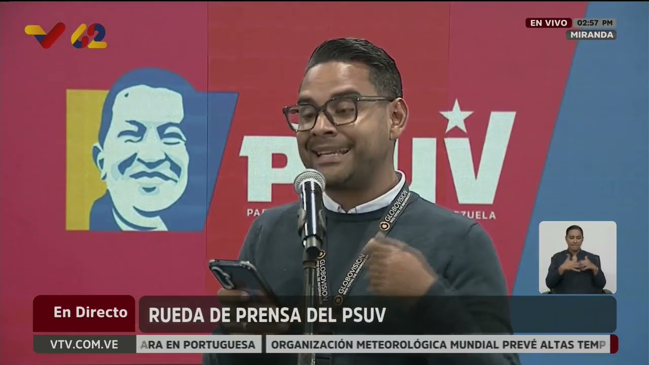 Diosdado Cabello en rueda de prensa del PSUV, 3 de agosto de 2026