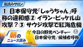 日本保守党「しゅうちゃん」呼称／ピッケル山攻撃なら停戦崩壊か／フーシ派がサウジ攻撃・紅海リスク