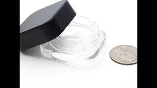 9ml Child Resistant Clear Square Glass Concentrate Jar black lid