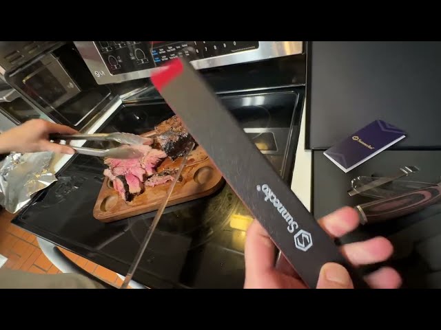 Best Meat Carving Knife with Long Blade for BBQ - product in use
