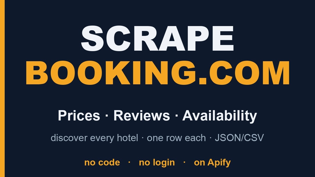 Booking.com Scraper walkthrough — hotels, prices, reviews and availability