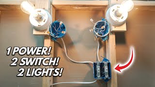How To Wire 2 Single Pole Switch Inside 2 Gang J-Box To Light Fixture (2022) | DIY Beginner Tutorial