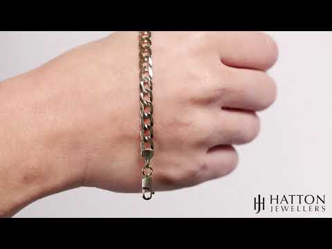 9ct Yellow Gold Italian Flat Curb bracelet - 5.5mm - 7" - Ladies