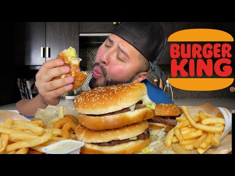 Whoppers, onion rings, rodeo burgers, Burger King with tons of ranch MUKBANG EATING SHOW
