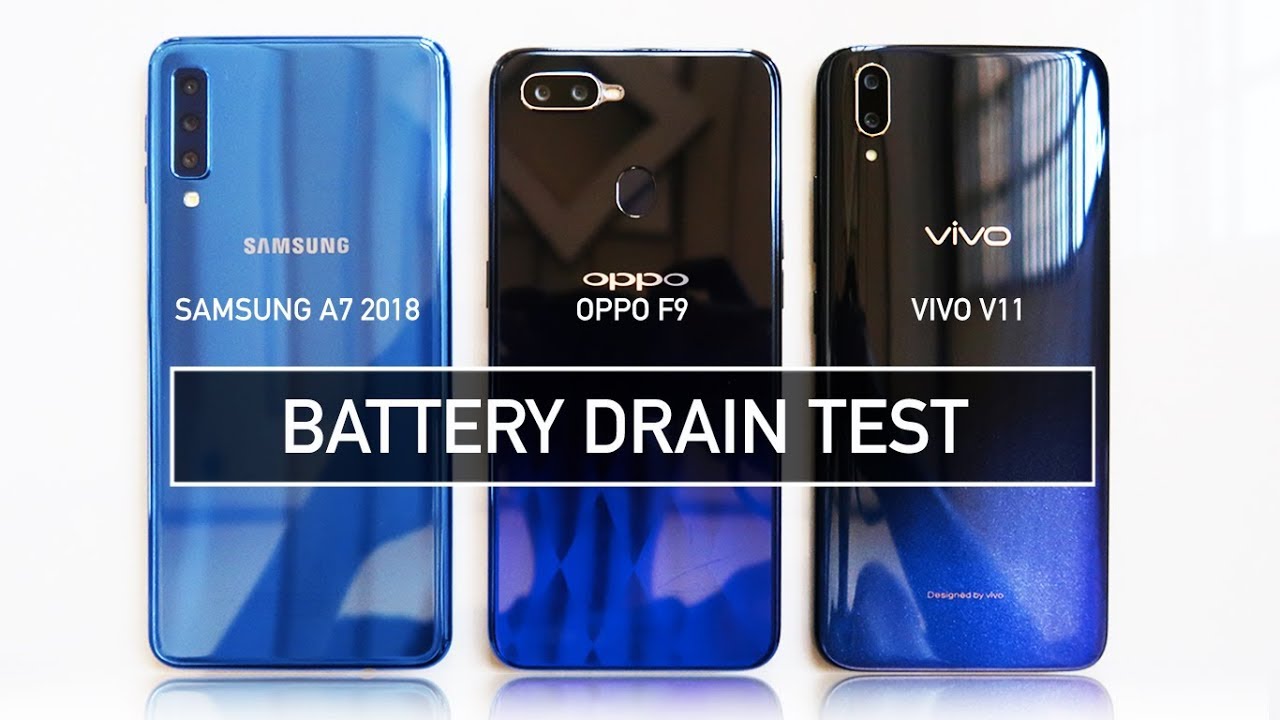 Samsung A7 2018 / Oppo F9 / Vivo V11 BATTERY DRAIN Test | Zeibiz