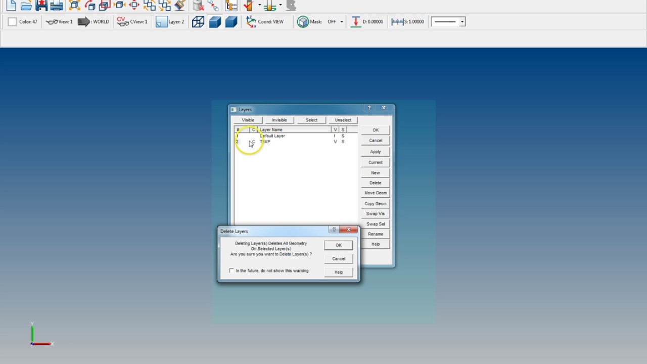 Layers Dialog Box (Surfcam)