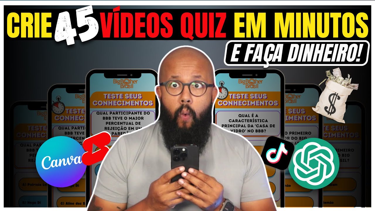 DINHEIRO FÁCIL CANVA: Crie 45 Vídeos Quiz COM I.A EM MÍNUTOS e Monetize