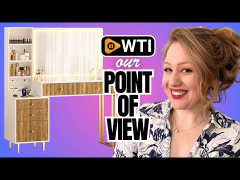 Fluted Vanity Desk with 32'' HD Mirror and Lights - WTI product video review