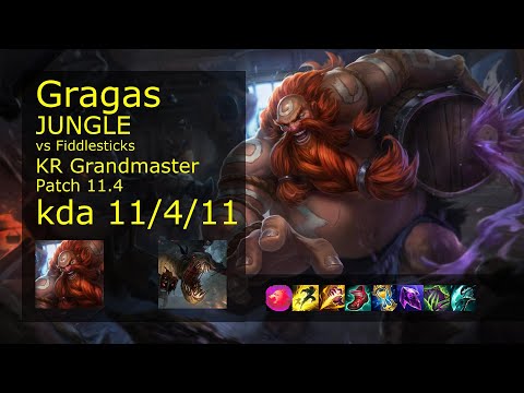 Gragas vs Fiddlesticks Jungle - KR Grandmaster 11/4/11 Patch 11.4 Gameplay // [롤] 그라가스 vs 피들스틱 정글