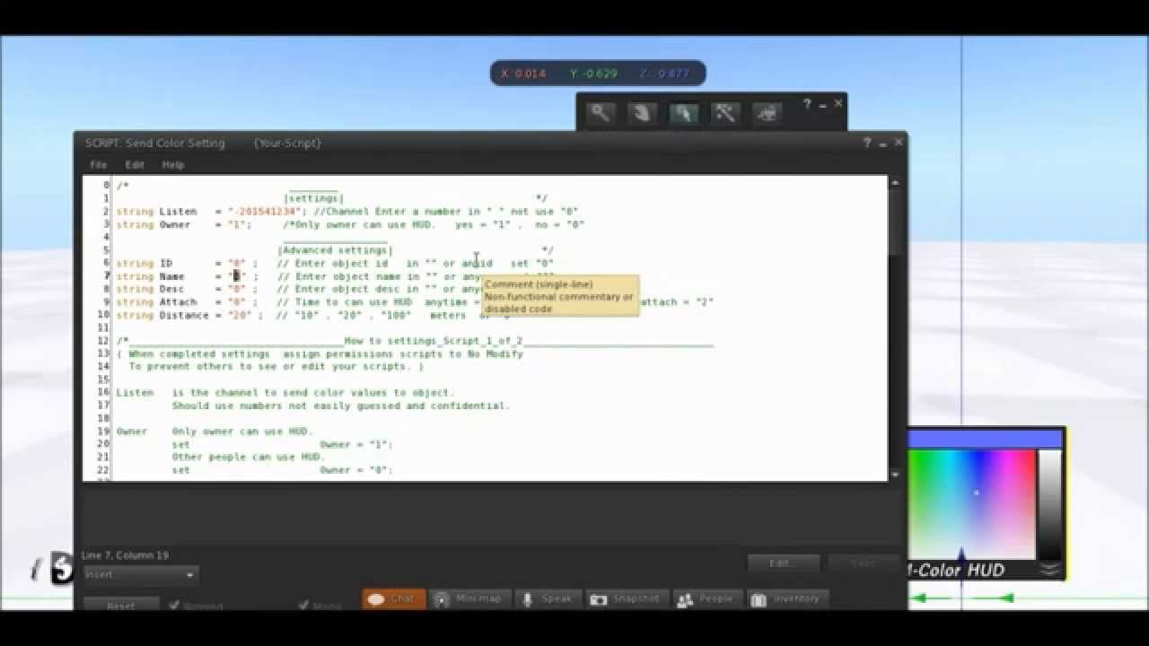 DM Color HUD DM Script  in second life