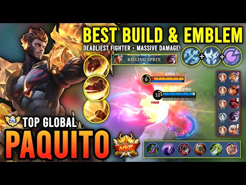 DEADLIEST FIGHTER!! PAQUITO BEST BUILD & EMBLEM 2023 | TOP GLOBAL PAQUITO GAMEPLAY - MOBILE LEGENDS