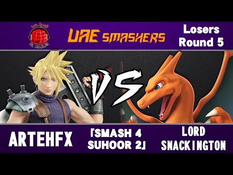 Smash 4 Suhoor 2: ArtehFX (Cloud) vs Lord Snackington (Charizard, Ryu, Mega Man) - Singles LR5
