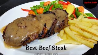 Beef Steak Recipe|American Mini Beef Steak|Beef Steak With Pepper Sauce|