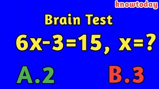 What's 6x-3= 15 math Quiz answer