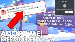 😱YOU HAVE *36 HOURS* TO GET YOUR GOLDEN CLAM FOR FREE!👀 (HUGE ADOPT ME GIVEAWAY) +INFO ROBLOX
