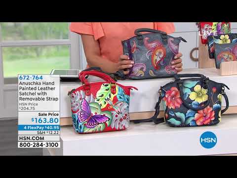 Anuschka HandPainted Leather Satchel with Removable Strap