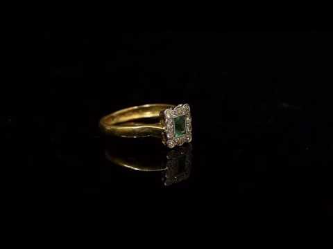 22ct Gold 0.25ct Emerald & Diamond Victorian Cluster Ring