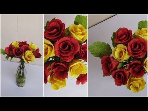 How to make rose with crepe paper : diy Video