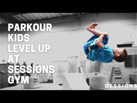 Parkour Kids level up at Sessions Parkour gym.