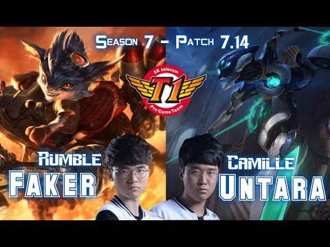SKT T1 Faker RUMBLE vs SKT T1 Untara CAMILLE Top - Patch 7.14 KR Ranked
